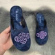 Тапочки жіночі домашні Inblu сині велюрові з вишивкою -2 39р (25 см) 4590 - зображення 1
