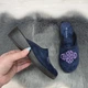 Тапочки жіночі домашні Inblu сині велюрові з вишивкою -2 37р (23,5 см) 4590 - зображення 6
