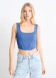 Кроп топ из хлопка C&A 2223929c28 XL голубой (100014637) - изображение 1