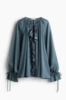 Блуза з оборками H&M 1247399002c34 L синя (100014074) - зображення 6