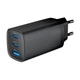 Зарядний пристрій Gembird TAUCPDQC65-01BK GAN 1xUSB-A (QC3.0 27 W) + 2xType-C (PD 65 W) - зображення 1