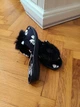 Комнатные тапочки домашние Белста женские черные с белым велюровые с пушком открытый носок размер 40 - изображение 3