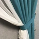 Короткая занавеска з микровелюру и шифона бірюзово-белого цвета на тасьме 1,7м на 4м ALBO (pbe0052791) - изображение 4