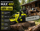 Аккумуляторная цепная пила Max 48V 6Ah бесщеточная с шиной 45 см автоматической смазкой 2 аккумуляторами и тормозом цепи - изображение 1