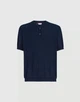 Мужская синяя трикотажная футболка-поло Brunello Cucinelli Henley из льна и хлопка размер M - изображение 1