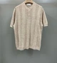 Мужская бежевая трикотажная футболка-поло Brunello Cucinelli Henley из льна и хлопка размер M - изображение 1