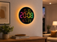 Часы настенные 6695R / Настенные часы круглые RGB с пультом / Календарь, температура, влажность - изображение 1
