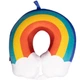 Подушка для шиї U-подібна Rainbow дорожня ортопедична наповнювач memory foam плюшевий велюровий чохол веселка мʼяка підтримка для голови в дорозі та офісі Синій - зображення 1