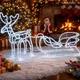 Светодиодный олень с санями 110х50 см дюралайт холодный белый для уличного и комнатного декора IP65 - изображение 1