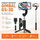 Стедикам стабилизатор для смартфона монопод штатив селфи палка с треногой Gimbal GS-30 одноосевой автоматический Bluetooth 5.0 поворот 360° горизонтальная вертикальная съемка телескопический до 65 см аккумулятор 500 мАч для видео фото блогов путешествий - изображение 1