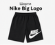 Шорты Nike Big Logo черные мужские - спортивные хлопковые Найк с большим белым логотипом, размер M - изображение 1