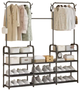 Напольная стойка-вешалка для одежды и обуви RIAS Multi Functional Coat Rak 6048 с полками 164x137x26 см Black (3_08460) - изображение 3