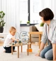 Деревянный развивающий столик Montessori Монтессори для детей 1+ с лабиринтом, бизибордом, сортером, кубиками, шестеренками и развивающими играми из натурального дерева - изображение 6