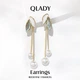 Серьги-гвоздики Qlady в форме листа с кисточками для женщин, модные длинные простые элегантные серьги-гвоздики из серебра 925 пробы, роскошные серьги с имитацией жемчуга в подарок. - изображение 4