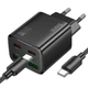 Мережевий зарядний пристрій HOCO N56 Fundador four-port charger Type-C cable 30W Black - изображение 1