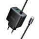 Мережевий зарядний пристрій HOCO C164A New charger Type-C cable U+C 30W Black - изображение 1