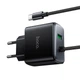 Мережевий зарядний пристрій HOCO C164A New charger Type-C cable U+C 30W Black - изображение 3