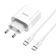 Мережевий зарядний пристрій Hoco C80A Rapido charger Type-C cable 20W White - зображення 2