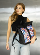 Жіночий міський рюкзак-роллтоп Sambag Rolltop One чорний з квітковим принтом із регульованим об'ємом з екошкіри - зображення 3