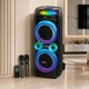 Портативная акустическая колонка ZXX 80 Вт 2x10 Bluetooth TWS FM USB TF LED караоке с 2 микрофонами и пультом черная (OO99) - изображение 1