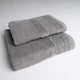 Комплект махровых полотенец с велюровым бордюром 2шт GM Textile 50х90см, 70х140см 500г/м2 (Серый) - изображение 1