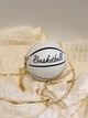 Жіноча кругла сумка маленька 10407 BASKETBALL м'яч на ланцюжку біла - зображення 1