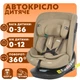 Дитяче автокрісло від 0 до 12 років EL CAMINO ME 1188 i-HOLD, група 0+/1-2-3, isofix, поворот 360, i-SIZE R129 Beige - зображення 1
