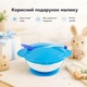Компактний практичний зручний набір-тарілка на присосці з кришкою та ложкою для безпечного годування малюків з антиковзкою основою для дому та прогулянок Синій - зображення 4