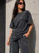 Костюм жіночий Coast Moda 4256 варений в техниці тай-дай джоггери з футболкою розсип камінців S графіт - зображення 2