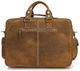 Чоловіча шкіряна сумка з натуральної кінської шкіри нубук для ноутбука та подорожей, з великою кількістю кишень, світло-коричнева 68768 - зображення 2