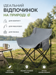 Складной туристический стул кресло 44×44×70 см со стальным каркасом до 120 кг для кемпинга рыбалки пикника серый (49676148) - изображение 4