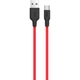 Дата кабель USB 2.0 AM to USB-C 1.0m 2A silicone X21 black+red HOCO - зображення 1