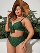 Жіночий роздільний купальник бікіні Plus Size з високими плавками леопардовий 3XL зелений - зображення 4