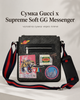 Сумка Gucci x Supreme Soft GG Messenger темно-серая мужская - мессенджер через плечо с принтом GG, патчами и ремешком, 25х22х6 см - изображение 1
