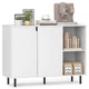 Кухонный комод Costway с 2 дверцами и 3 открытыми боковыми полками, 106×38×80 см, белый - изображение 1
