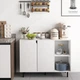 Кухонный комод Costway с 2 дверцами и 3 открытыми боковыми полками, 106×38×80 см, белый - изображение 2