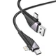 Кабель Hoco U95 Freeway 4in1 USB/Type-C to Type-C/Lightning 60W (1.2m) Чорний - зображення 3