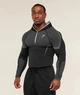 Лонгслів Gymshark чоловічий спортивний компресійний з капюшоном та застібкою чорний з білим L - зображення 3