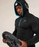 Лонгслів Gymshark чоловічий спортивний компресійний з капюшоном та застібкою чорний з синім М - зображення 5