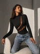 Боді з прозорими вставками 42-44 (XS-S) Чорний (YK2024) - изображение 3