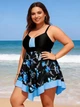 Купальник-сукня з квітковою спідницею та трусиками, Plus Size (TU30-4) Розмір 4XL - зображення 1