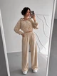 Жіночий велюровий костюм трійка (кофта+штани+топ) Uaclothes 42 Бежевий (like39051-194871349) - изображение 3