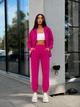 Женский прогулочный костюм на пуговицах малинового цвета 39062 L-XL - изображение 3