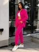 Женский прогулочный костюм на пуговицах малинового цвета 39062 L-XL - изображение 4