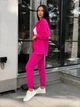 Женский прогулочный костюм на пуговицах малинового цвета 39062 L-XL - изображение 5