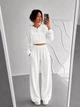 Жіночий велюровий костюм трійка (кофта+штани+топ) Uaclothes 48 Молочний (like39048-194841371) - зображення 4