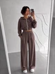 Жіночий велюровий костюм трійка (кофта+штани+топ) Uaclothes 42 Капучино (like39052-194881349) - зображення 3