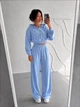 Жіночий велюровий костюм трійка (кофта+штани+топ) Uaclothes 46 Блакитний (like39050-194861350) - изображение 2