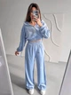 Жіночий велюровий костюм трійка (кофта+штани+топ) Uaclothes 46 Блакитний (like39050-194861350) - изображение 4
