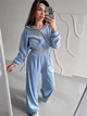 Жіночий велюровий костюм трійка (кофта+штани+топ) Uaclothes 46 Блакитний (like39050-194861350) - изображение 6